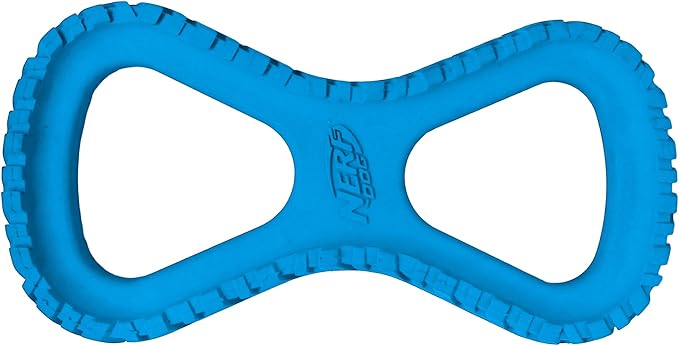 Nerf Dog Tire Infinity Tug Dog Toy, Lightweight, Durable and Water Resistant, 10 Inches, for Medium/Large Breeds, Single Unit, Blue