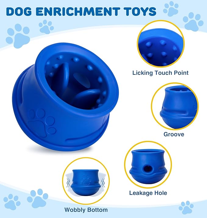 Frozen Dog Enrichment Toys,Dog Toys to Keep Them Busy-Swinging Stuffable & Slow Feeder & Nature Rubber & Dishwasher Safe,Long-Lasting Interactive Dog Toy to Keep Your Pup Busy for Medium,Navy,M