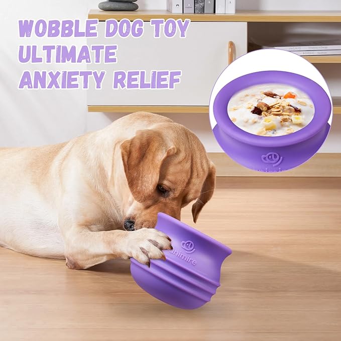 Treat Dispensing Dog Toy, Long-Lasting Interactive Puzzle Toys for Dogs, Stuffable Dog Enrichment Frozen Lick Treat Toy for Boredom, BPA Free Silicone Fetch Catch Chew Toy (Purple,M)
