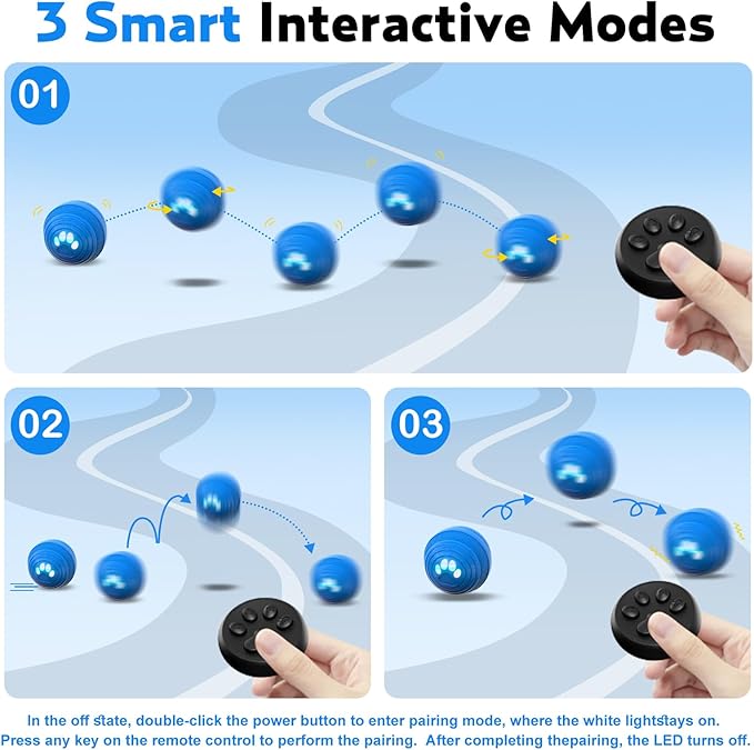 Smart Interactive Dog Toy, Dog Toys for Aggressive Chewers, Moving Jumping Vibrating - 3 Modes IPX7 Waterproof Rating, E-TPU Material for Medium and Large Dogs, Indoor & Outdoor (Blue)