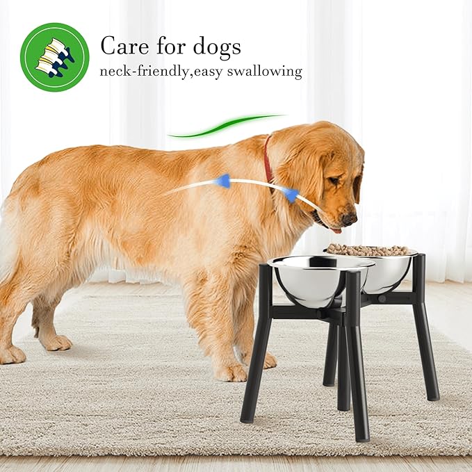 SHAINFUN Adjustable Dog Bowl Stand for Large & Medium Breeds, Raised Dog Food & Water Bowl Holder, Fits 7-10.6" Wide Bowls, 11" Tall, 2-in-1 Design Tall Dog Food Bowl Stand, Bowl Not Included