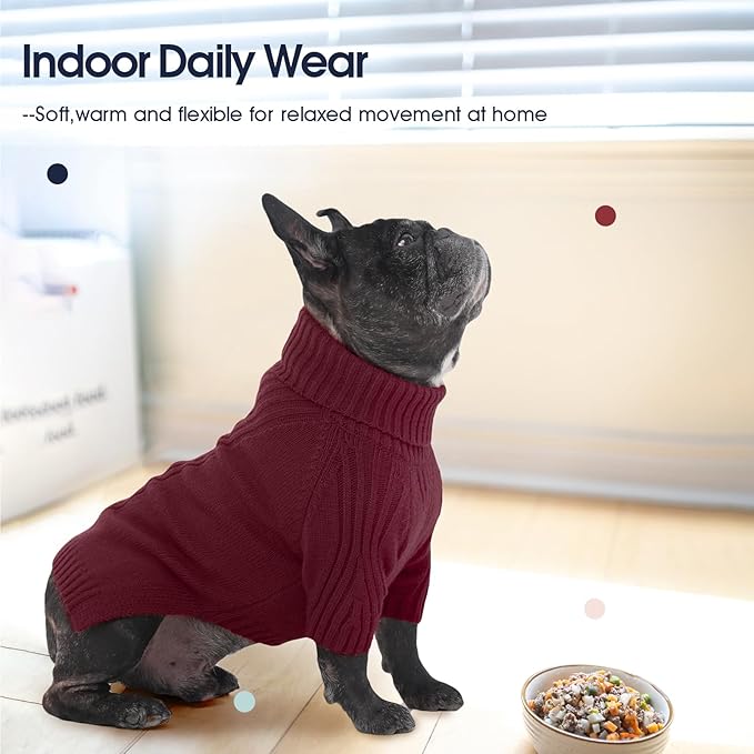 IECOii XXXL Dog Sweater,Warm Dog Sweaters for Extra Large Dogs Girl Boy,Stretchy & Cozy,Turtleneck Knitted Pullover for Pet Wear On Christmas,Easy On Doggy Sweatshirt for Labrador (Burgundy,3XL)