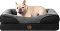 EHEYCIGA Orthopedic Dog Bed for Medium Dog, 30x20x6.5 Inch Memory Foam Dog Couch Bed with Sides, Waterproof Liner & Washable Removable Cover, Bolster Pet Sofa, Grey/Black