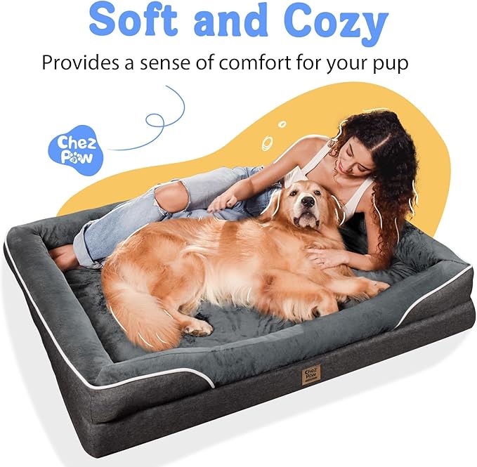 Large Orthopedic Dog Bed Washable - XL Dog Couch Sofa - Four Sides Dogs Beds Waterproof Non-Slip for Large Sized Dogs