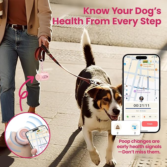 Dog Poop Bags Rolls with Retractable Poop Bag Holder, Leak Proof and Extra Thick Lavender Pet Waste Bags, 70% Recycled GRS Certified, 1 Dispenser and 105 Bags for Doggy Walking & Cat Litter