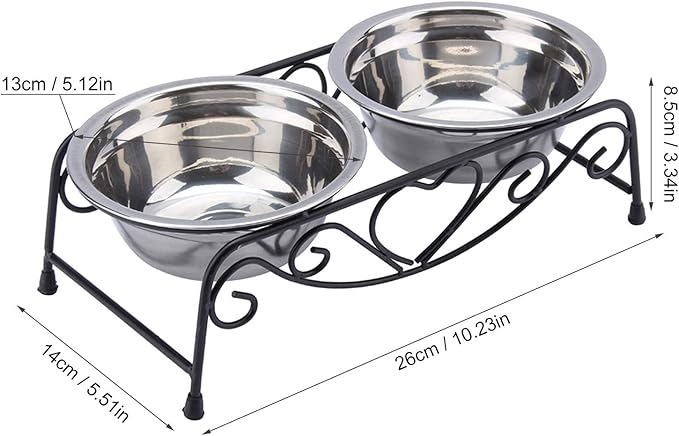 Elevated Dog Bowls, Double Stainless Steel Pet Feeder with Iron Stand for Small and Medium Dogs & Cats, Raised Food and Water Bowls for Better Digestion and Comfort