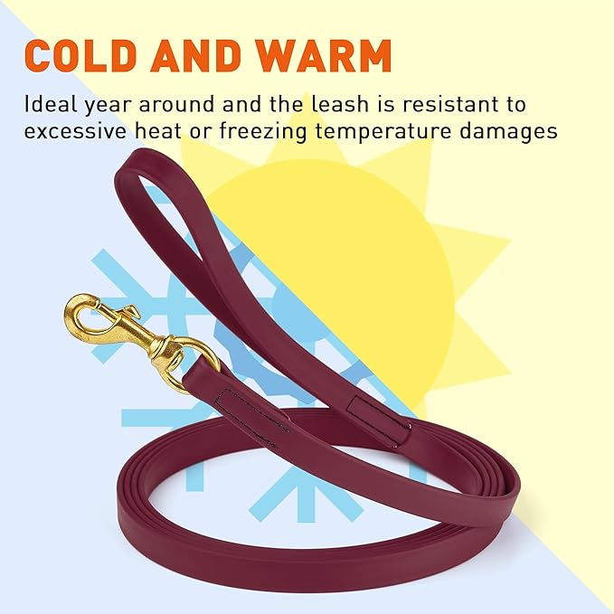 Viper Biothane K9 Working Dog Leash Waterproof Lead for Tracking Training Schutzhund Odor-Proof Long Line with Solid Brass Snap for Puppy Medium and Large Dogs, 20ft Merlot Burgundy