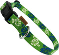 Dog Collar, Cute Floral Pattern, Soft and Adjustable Collar with Quick Release Buckle (L (Neck 16-28", Width 1"), Hawaiian Green)