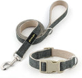 Plutus Pet Cotton Hemp Dog Collar and Leash Set, Adjustable Collar for Small, Medium, and Large Dogs, Heavy Duty and Soft on Skin, Gray, XS
