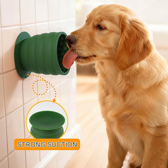 Treat Dispensing Dog Toy, Interactive Puzzle Feeder, Stuffable Chew Toy for Boredom, Enrichment Frozen Treat Dispenser, Green, Medium