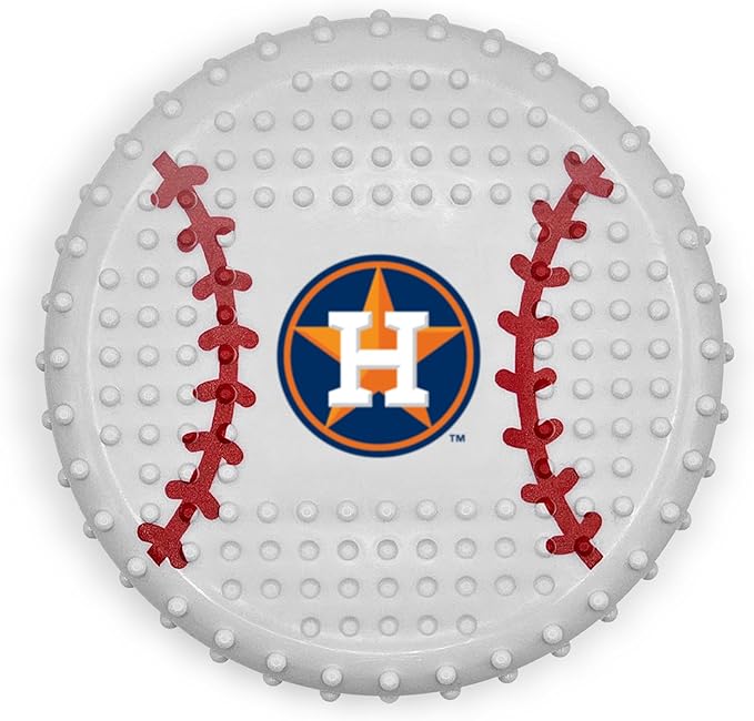 Pets First MLB Houston Astros Hard-Nylon Bacon-Flavored Baseball Chew Toy, Indestructible Dog and Cat Chewy Toy, Tug, Fetch Toy, Sporty Fun Toy for Dogs
