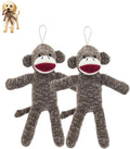 Cozy Buddy Sock Monkey Dog Toy – Soft Plush Dog Toy with Squeaker, Polyester Fiber, Cuddly Sock Monkey for Light Chewing. (Pack of 2)