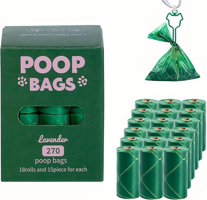 Poop Bags for Dogs, Guaranteed Leak Proof and Extra Thick Waste Bag Refill Rolls,Extra Thick Dog Poop Bags Rolls, 270 Bags, 9" x 13" (Unscented)