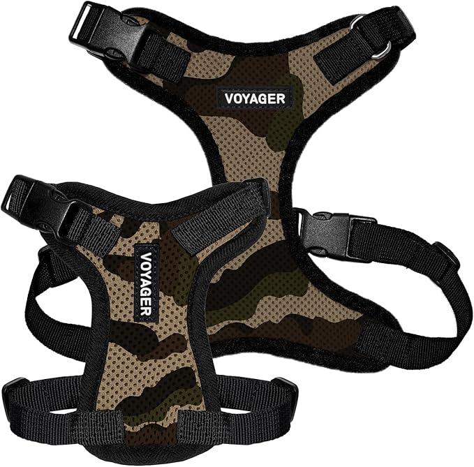 Voyager Step-in Pet Harness - All Weather Mesh, Adjustable Step in Harness for Cats and Dogs by Best Pet Supplies - Army/Black Trim, XS