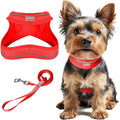 Dog Harness and Leash Set,Step in Small Sized Dog Harness,Soft Mesh,No-Chock,Reflective Adjustable,Secure with Hook & Loop Fastener,Puppy Vest for Small,Medium Dogs(Red,L)