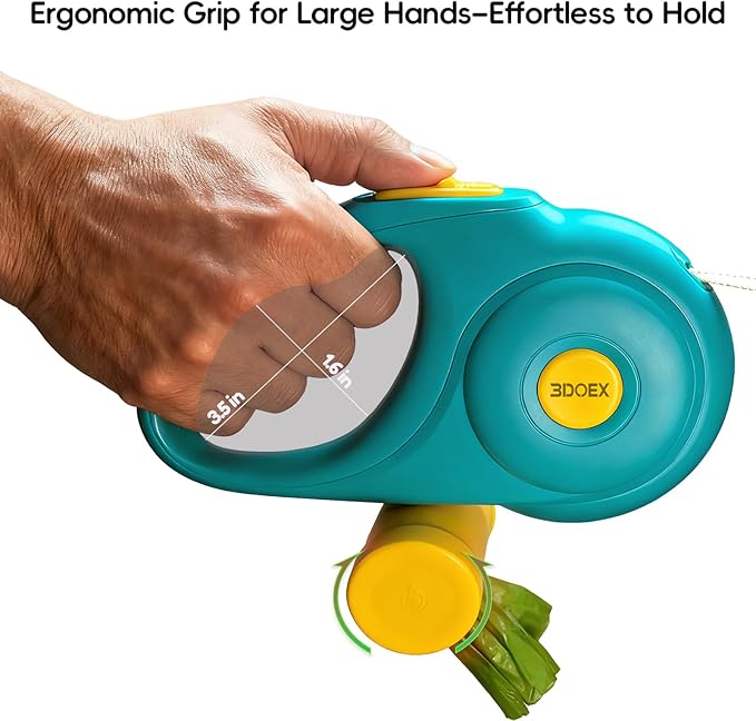 Retractable Dog Leash 10FT for Small & Medium Dogs, Sturdy Heavy-Duty Nylon Tape with Secure Locking Carabiner & Poop Bag Holder, Smooth One-Hand Control, Anti-Slip Handle, Tangle-Free Design (Green)