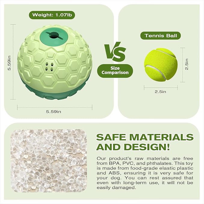 KADTC Treat Dispenser Roll Giggling Ball for All Breed Medium/Large Aggressive Chewers Food Dispensing Puzzle Toy Chew Teeth Balls Interactive Keep Them Busy Boredom Busters Puppy Enrichment Toys