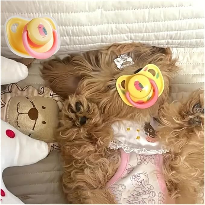 Cats Dog Soft Silicone Pacifier Small Pet Pacifier Chew Toy Pet Chew Toy Animal Accessories Decoration (Green+Pink)