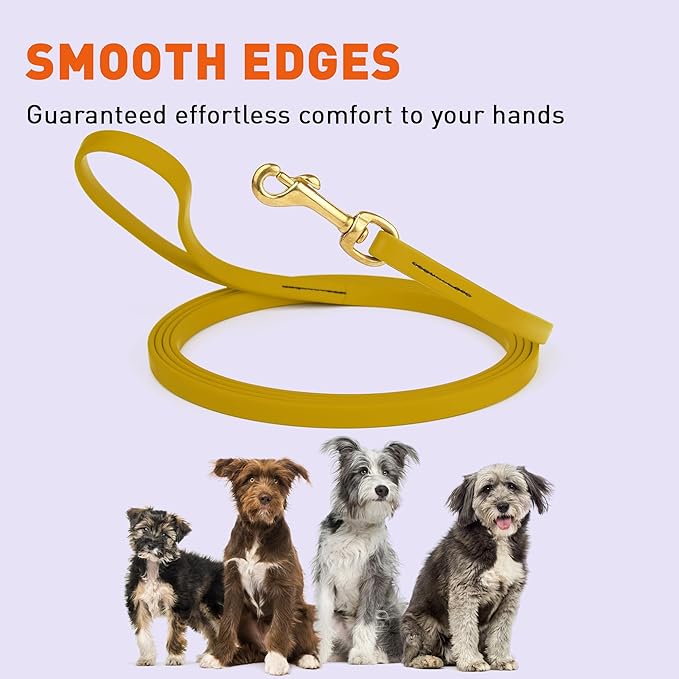 Viper Biothane K9 Working Dog Leash Waterproof Lead for Tracking Training Schutzhund Odor-Proof Long Line with Solid Brass Snap for Puppy Medium and Large Dogs, 15ft Treasure Gold