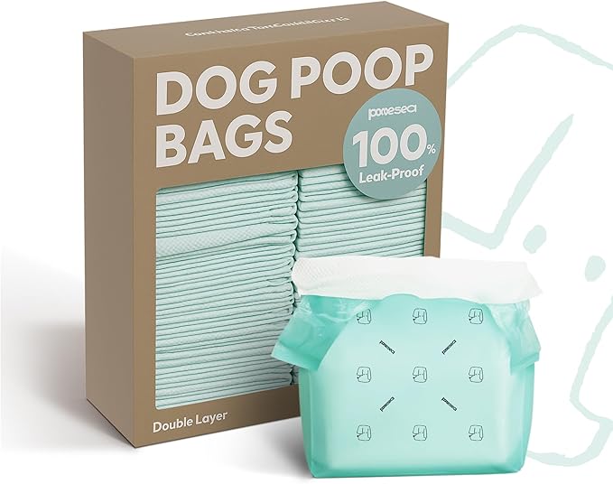 2-Ply Dog Poop Bags, Leak-Proof Dog Waste Bags with Easy-Tie Handles, Durable Poop Bags for Dogs to Stop Yucky Leaks & Mess, Unscented, 100 Count