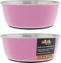 Master Pet Supply Stainless Steel Dog Bowls Set of 2 (64 Oz Each) with Non-Slip Rubber Base - Hyper Pink - Basic Dog Food Bowl Water & Food Bowls for Small Medium Large Dogs & Cats, Metal Dish