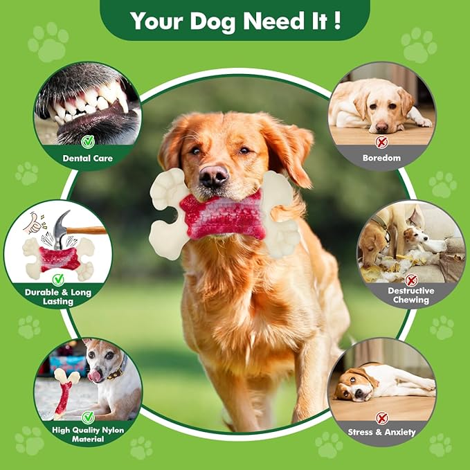 Dog Toys for Aggressive Chewers, Dog Chew Toys for Large Dogs, Tough Dog Toys for Aggressive Chewers, Dog Chew Toys for Aggressive Chewers, Dog Toys to Keep Them Busy with Real Beef Flavors