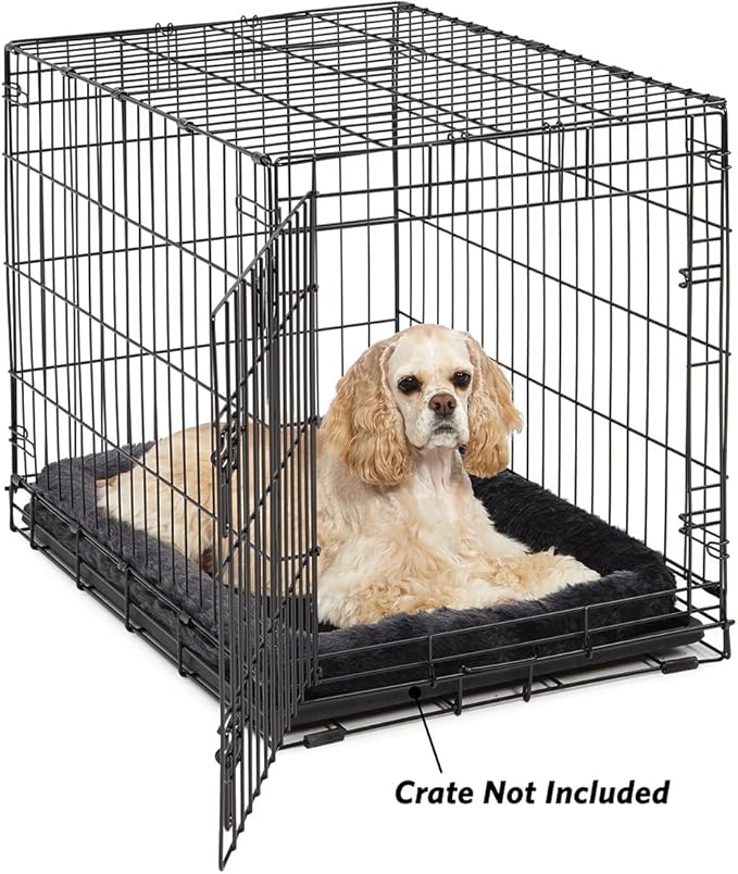 MidWest Homes for Pets Dog Bed â€“ Gray Faux Fur Bolster, Ultra-Soft and Machine Washable, Fits 30-Inch Crates and Carriers, for Medium-Sized Breeds