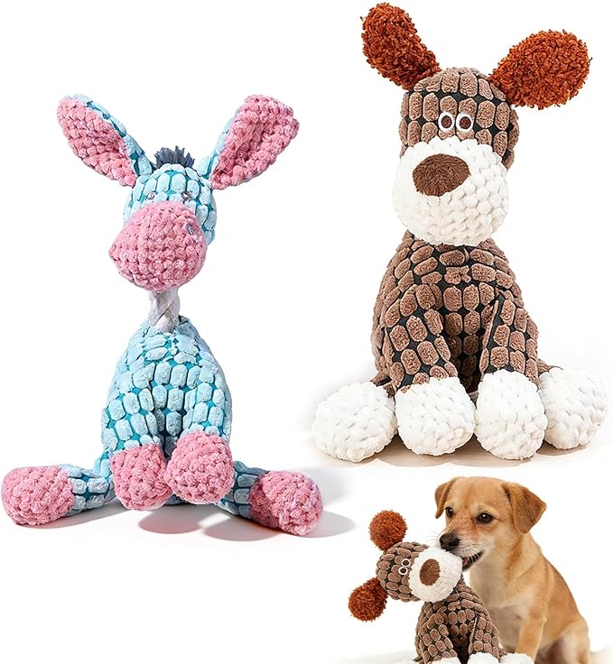 Indestructible Dog Toy, 2026 New Tough Dog Toys for Aggressive Chewers, Squeaky Chew Toys for Small Medium Large Dogs Puppy Teething Interactive Dog Toys to Keep Them Busy (2pc, Blue+Brown)