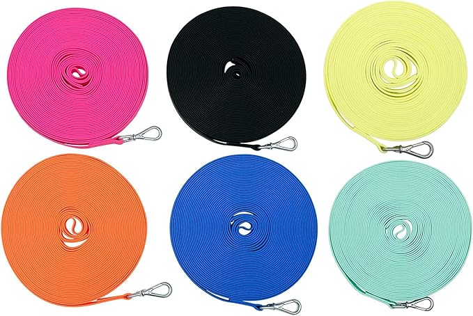Waterproof Dog Training Leash 50FT 30FT 15FT 10FT 5FT Heavy Duty Recall Long Lead for Large Medium Small Dogs (15FT, Light Yellow)
