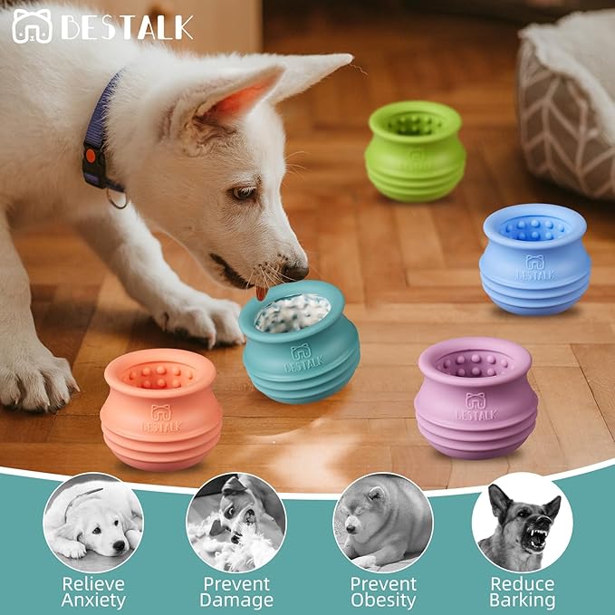 Dog Enrichment Treat Toy, Long-Lasting Wobbly Interactive Freeze Lick Toys for Dogs, Stuffable Puzzle Feeder Toy for Boredom, Silicone Treat Dispensing Chew Toy (Teal Blue,L)