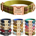 PETDURO Personalized Plaid Dog Collar Apple Green - Engraved Name and Phone Number on Rose Gold Metal Buckle - Custom for Small Medium Large Boy Girl Dogs - Add Leash Bow Tie via Customize Now