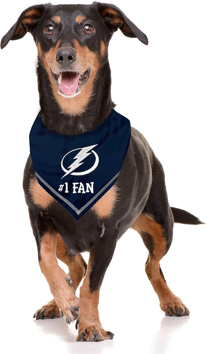 Pets First NHL TAMPA BAY LIGHTNING Personalized Tie Around Bandana for Dogs & Cats, Size Large/X-Large. Custom Dog Bandana Scarf Bib for Pet Cat Dog. The Ultimate Game-Day & Party Customizable Bandana