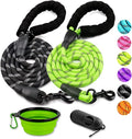 COOYOO 2 Pack Dog Leash 5 FT Heavy Duty - Comfortable Padded Handle - Reflective Dog Leash for Medium Large Dogs with Collapsible Pet Bowl
