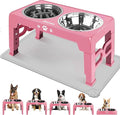 Elevated Dog Bowls, Dog Feeder with 1*Stainless Steel Dishes & 1*Slow Feeder Bowl, 5 Heights Adjustable Raised Stand for Medium Large, Food Dishes with Non-Slip Feet