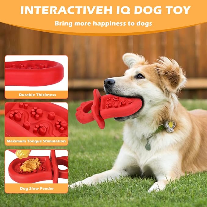 Dog Chew Toys Cream Freezable Dog Treat Station, Frozen Treat Fillable Interactive Dog Toy to Keep Dogs Busy, Pacifier Dog Toy for Teething, Dog Puzzle Toys for Small/Medium/Large Dogs Outdoor