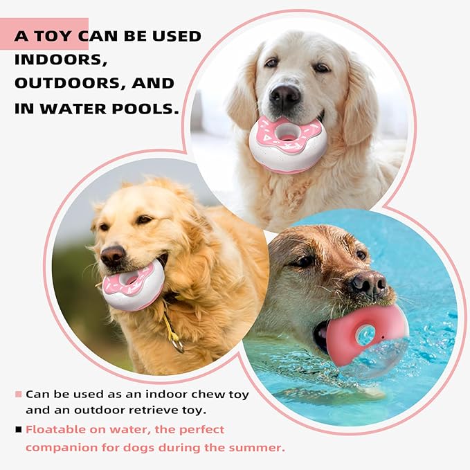 Squeaky Donut Dog Toy for Aggressive Chewers，Doughnut Shaped Dog Chewing Toy with a Creamy Aroma，for Aggressive Chewers Medium Large Breed，Indoor and Outdoor Toys for Dogs