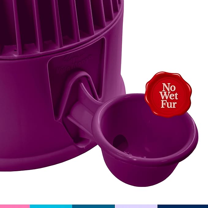 No Spill Pet Water Dispenser for Dogs and Cats, 67.6oz Gravity-Fed Water Bowl with Slow Drinking Design to Prevent Wet Fur, BPA-Free Polypropylene, Vida Mansa (Opaque Purple)