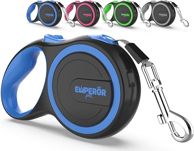 Emperor Pets 16 Feet Retractable Dog Leash Small Dogs - Up to 44lbs, Heavy Duty Leash Retractable 16 ft, Dog Leashes for Small Breed Dogs -BL16S
