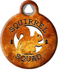Dog Tag Art Squirrel Squad Personalized Pet ID Tag for Dogs and Cats, Silent Polymer Coated Stainless Steel Nametag with Customized Identification Information - Small .875" Diameter