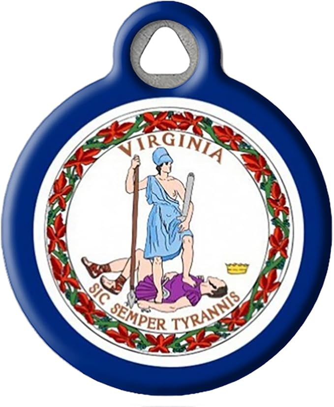 Dog Tag Art Personalized United States Flags Pet ID Tags for Dogs and Cats, Virginia Flag, Large