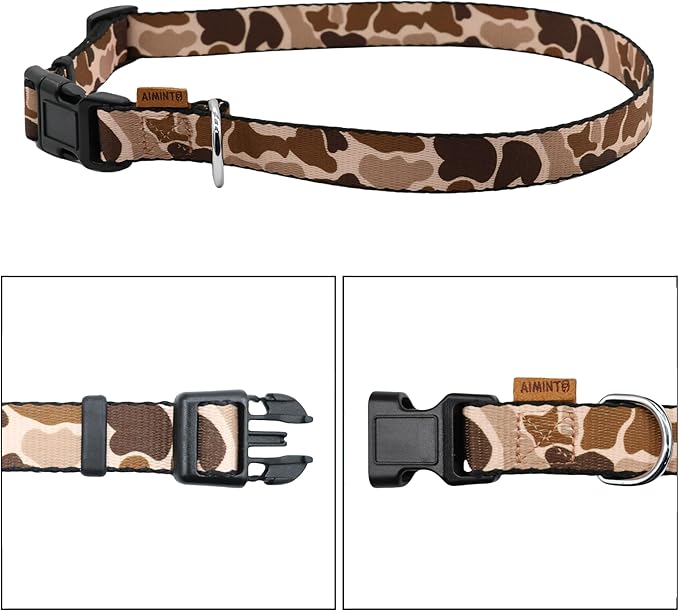 Dog Collar, Cute Camouflage Pattern, Soft and Adjustable Collar with Quick Release Buckle (XS (Neck 9-13", Width 3/8"), Camouflage Brown)