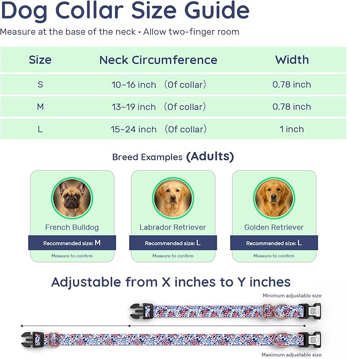 WhoseID Airtag Dog Collar,with Waterproof airtag Holder，Original Stylish Cute Pattern Design.QR Code ID Buckle，Comfortable Soft Cotton for Small Medium Large Dogs