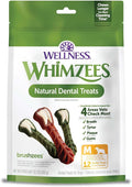 WHIMZEES Wellness Brushzees Dog Dental Treats, Natural Chews, Medium Size Stick, (12 Count)