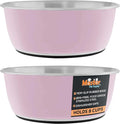 Master Pet Supply Stainless Steel Dog Bowls Set of 2 (64 Oz Each) with Non-Slip Rubber Base - Rose Quartz - Basic Dog Food Bowl Water & Food Bowls for Small Medium Large Dogs & Cats, Metal Dish