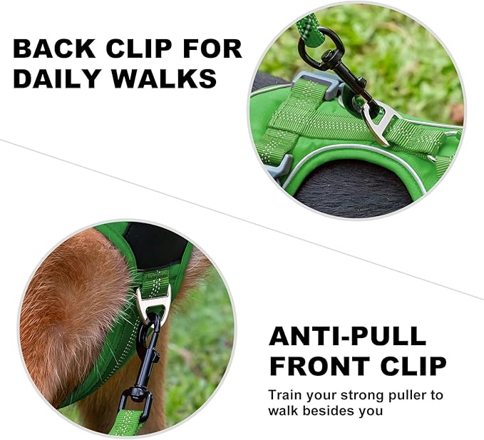Plutus Pet No Pull Dog Harness, Release at Neck, Soft Padded, Reflective Adjustable Dog Vest Harness for Small, Medium, Large Dogs(Green, XS)