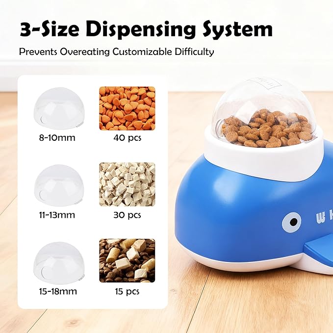 Pawise Cat Puzzle Treat Dispenser,Whale-Shaped Interactive Treat Dispenser Toy for Dogs & Cats,Pet Food Puzzle Feeder,Slow Feeder for Healthy Eating,IQ Training Toy for Small Pet,Bonus Snack Ball Toy