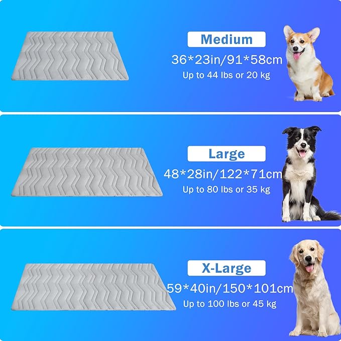 SCENEREAL Dog Cooling Mat for Crate, 36"x23" Self-Cooling Dog Pad Reversible (Cool & Warm), Pet Cool Mat for Small Medium Dogs, Kennel Sofa Mats, Durable Non-Toxic Gel, Machine Washable