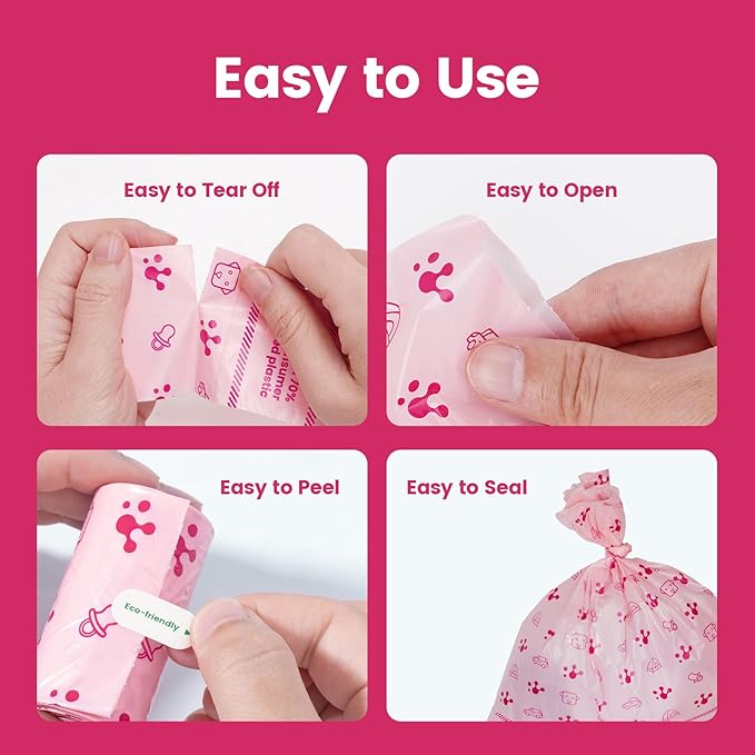 Dog Poop Bags, Guaranteed Leak Proof and Extra Thick Poop Bag Rolls for Dogs, Lavender Scented Pet Waste Bags Made from 70% Certified Recycled Plastic, 270 Count, Pink
