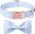 ARING PET Dog Collars with Bow, Blue Stripe Adjustable Bowtie Pet Collar with Metal Buckle for Small Medium Large Boy Girl Dogs-L