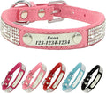 Personalized Dog Collar with Rhinestone Name Tag - Glitter Polyester Collar Adjustable [Pink,XS]